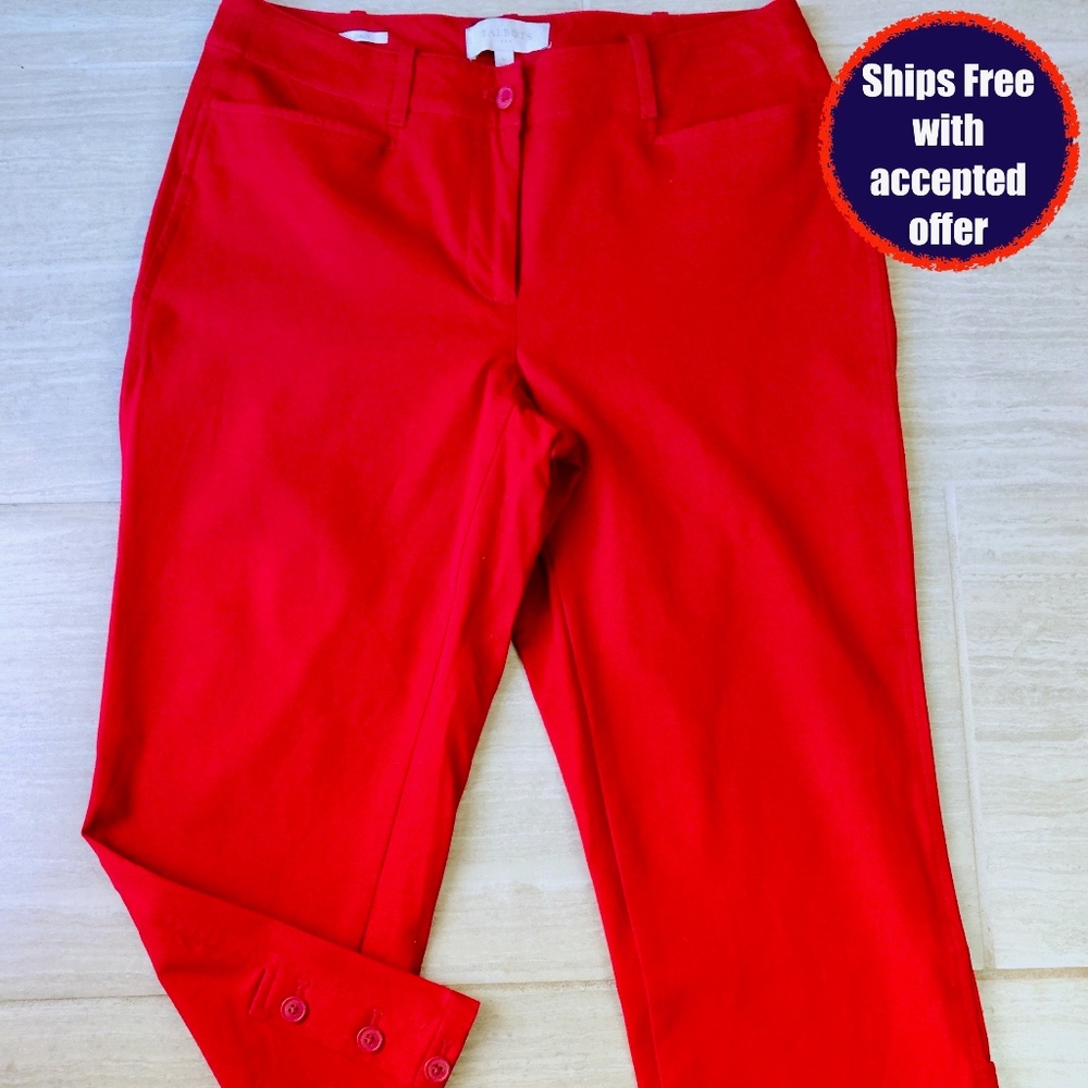 Talbots Red Curvy Stretch Button Detail Crop